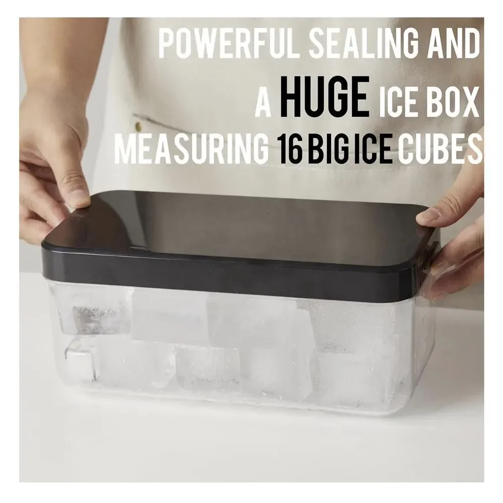2 GiantPush Silicone‎ Large 2-Inch Ice Cube Tray with Lid, Two Tier Set BLUE